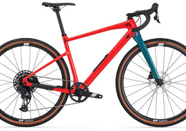 BMC UNRESTRICTED TWO GRAVEL BIKE - SRAM EAGLE APEX AXS MIX - NEON RED / DARK PETROL